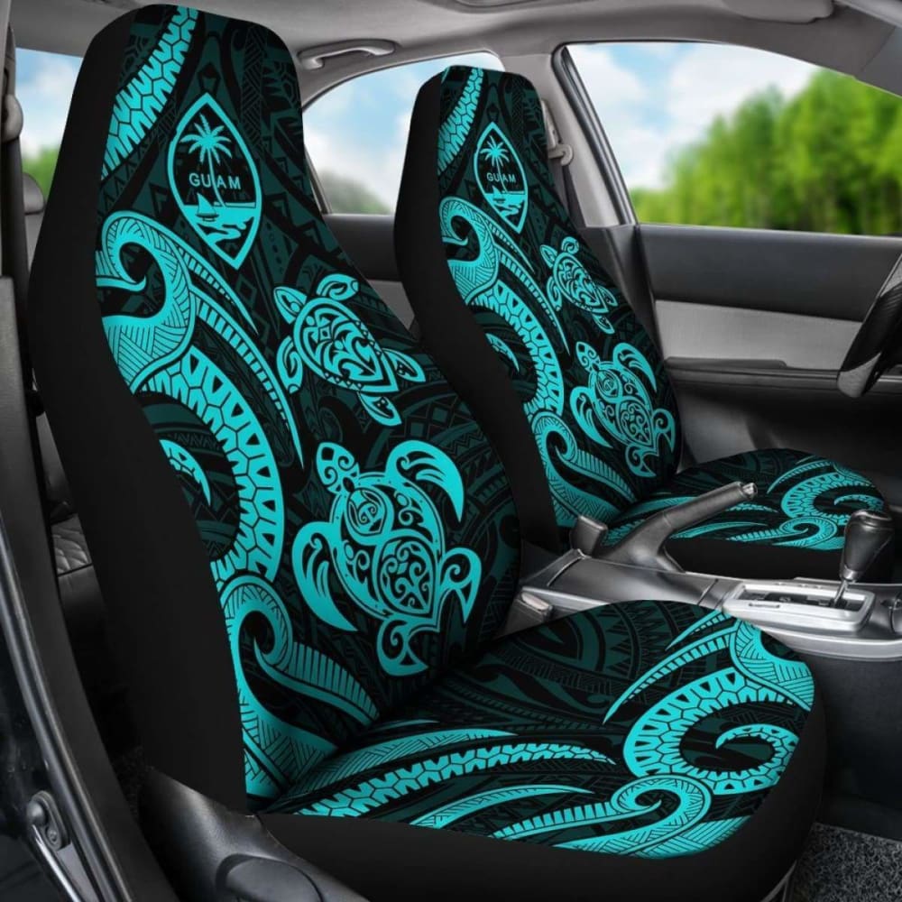 Guam Polynesian Car Seat Covers - Turquoise Tentacle Turtle -