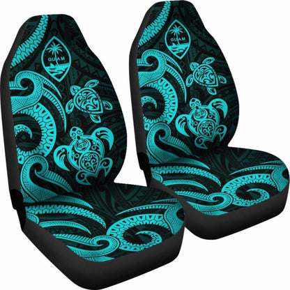 Guam Polynesian Car Seat Covers - Turquoise Tentacle Turtle -