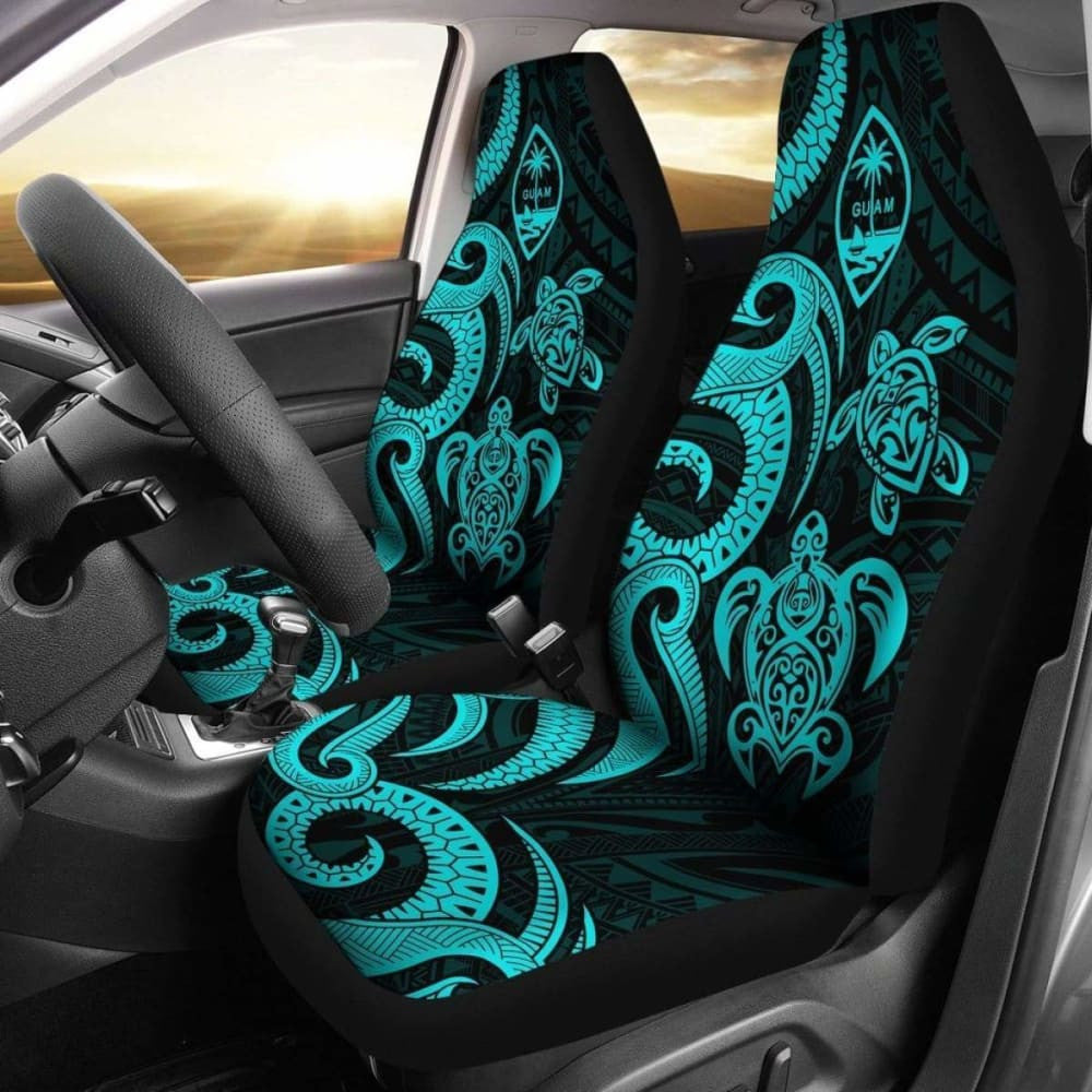 Guam Polynesian Car Seat Covers - Turquoise Tentacle Turtle -