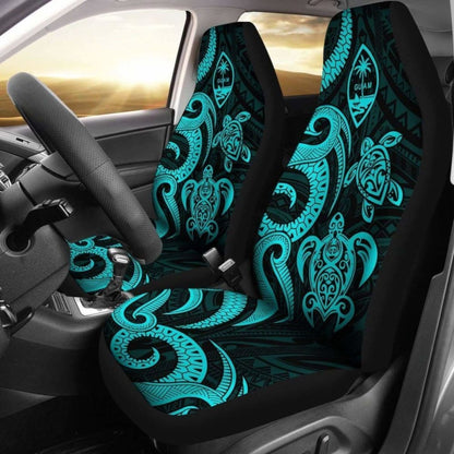 Guam Polynesian Car Seat Covers - Turquoise Tentacle Turtle -