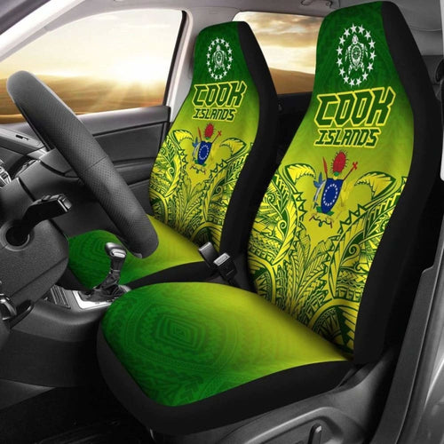 Cook Islands Car Seat Covers - Cook Islands Flag Turtle Coat Of Arms Premium - New Amazing