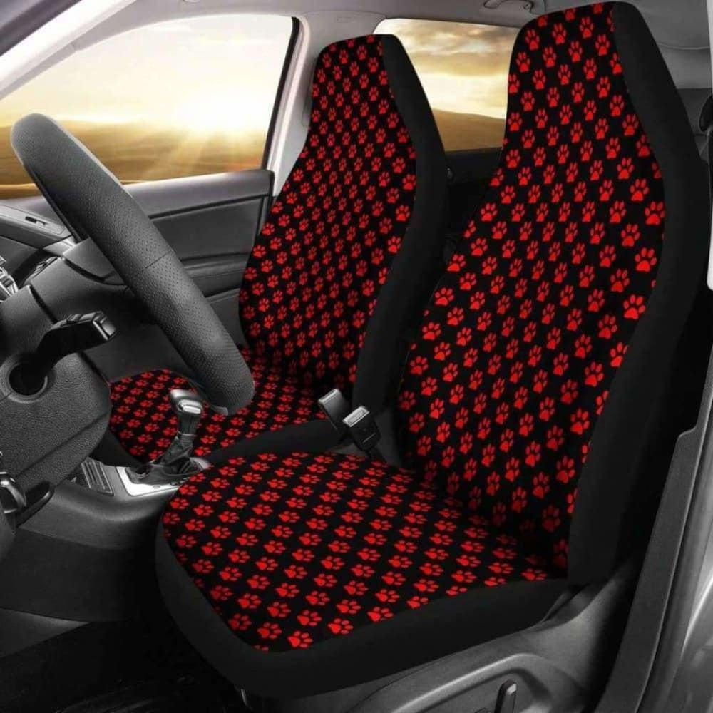 Red Paw Print Car Seat Covers Awesome