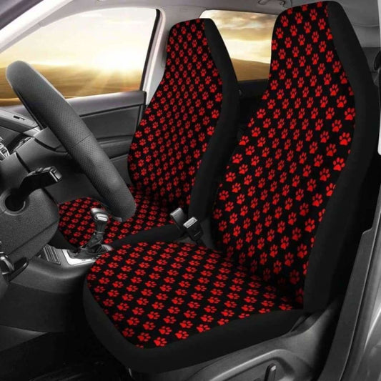 Red Paw Print Car Seat Covers Awesome