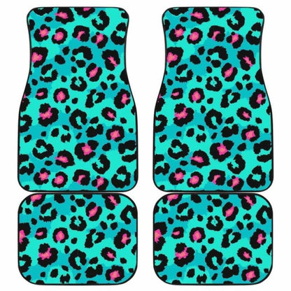 Green Leopard Skin Print Pattern Front And Back Car Mats