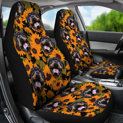 Trendy Car Seat Covers Unique Sunflower Rottweiler Dog