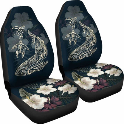 Hawaii Tropical Hibiscus Turtle Shark Aumakua Car Seat Covers - Lucas Style - Blue - New -
