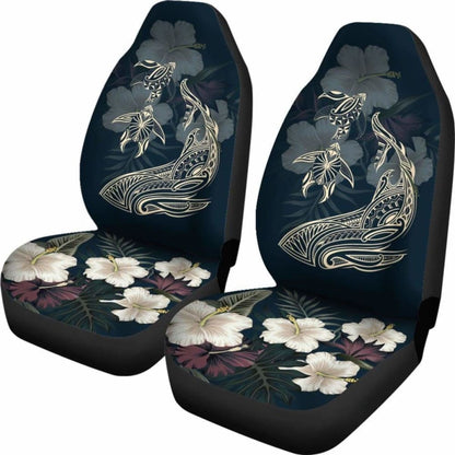 Hawaii Tropical Hibiscus Turtle Shark Aumakua Car Seat Covers - Lucas Style - Blue - New -