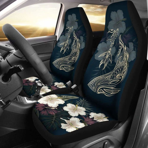 Hawaii Tropical Hibiscus Turtle Shark Aumakua Car Seat Covers - Lucas Style - Blue - New -