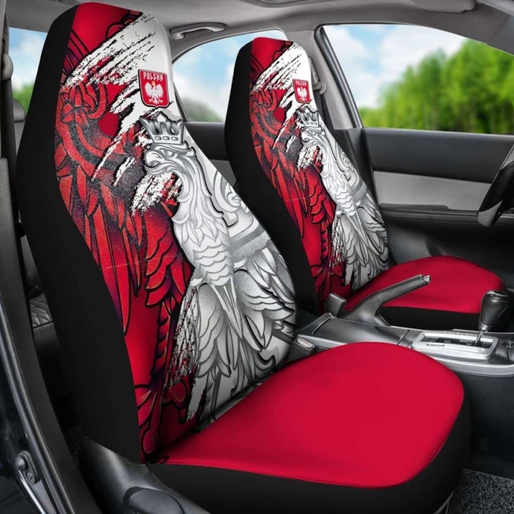 Poland Car Seat Covers - Polish Eagle With Flag Color -