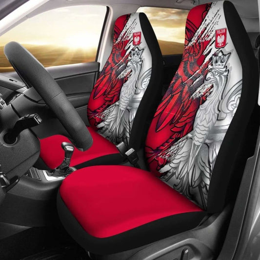 Poland Car Seat Covers - Polish Eagle With Flag Color -