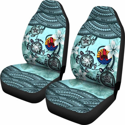 Tahiti Car Seat Covers - Polynesian Turtle Plumeria Blue Amazing