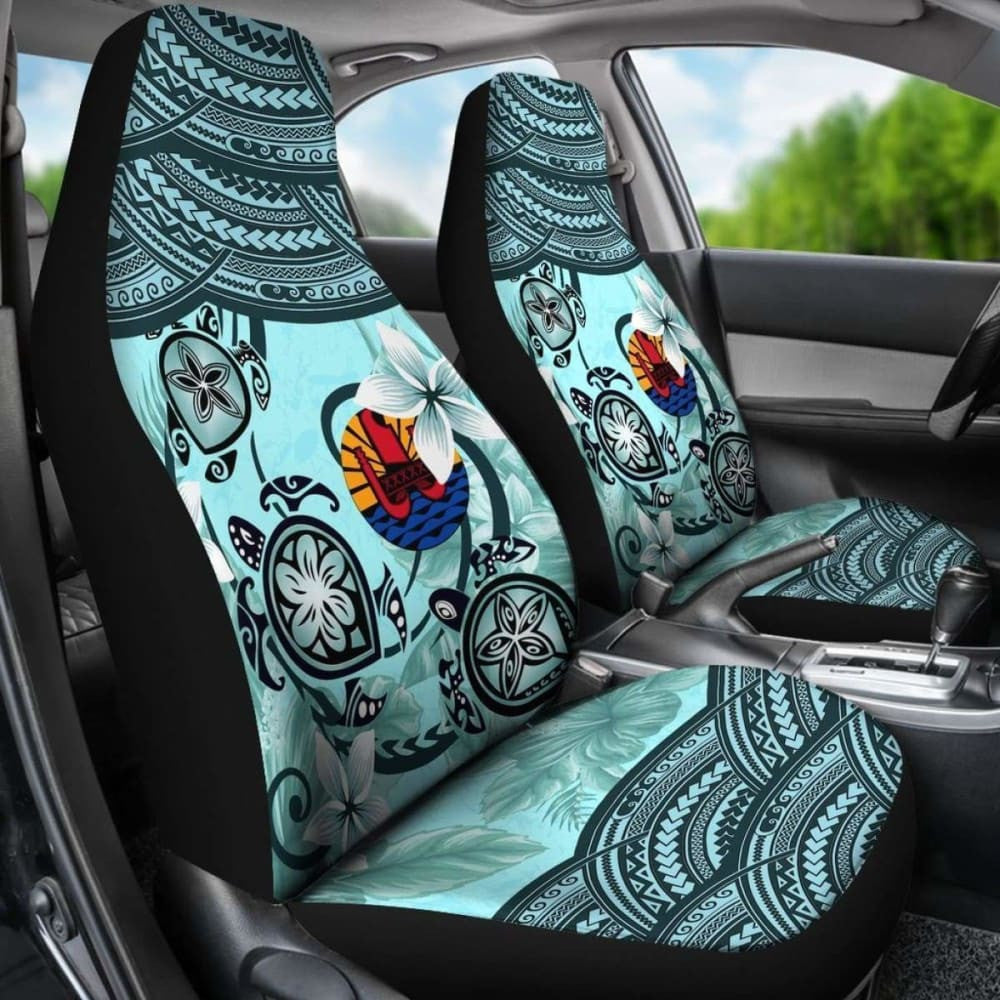 Tahiti Car Seat Covers - Polynesian Turtle Plumeria Blue Amazing