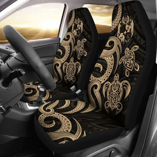 Tonga Polynesian Car Seat Covers - Gold Tentacle Turtle -