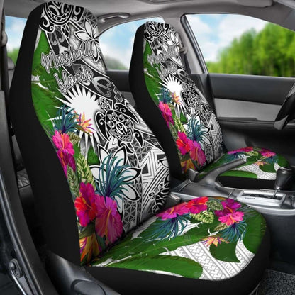 Marshall Islands Car Seat Covers White - Turtle Plumeria Banana Leaf -