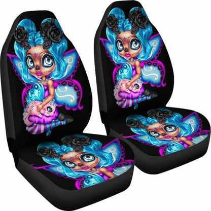 Set Sugar Skull Car Seat Cover Day Of The Dead