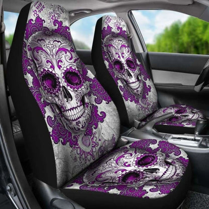 Set Of Sugar Skull Day Of The Dead Car Seat Covers