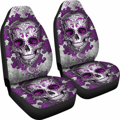 Set Of Sugar Skull Day Of The Dead Car Seat Covers