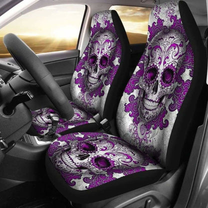 Set Of Sugar Skull Day Of The Dead Car Seat Covers