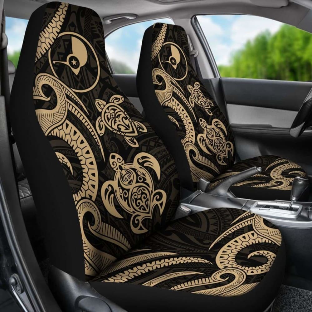 Yap Micronesian Car Seat Covers - Gold Tentacle Turtle -