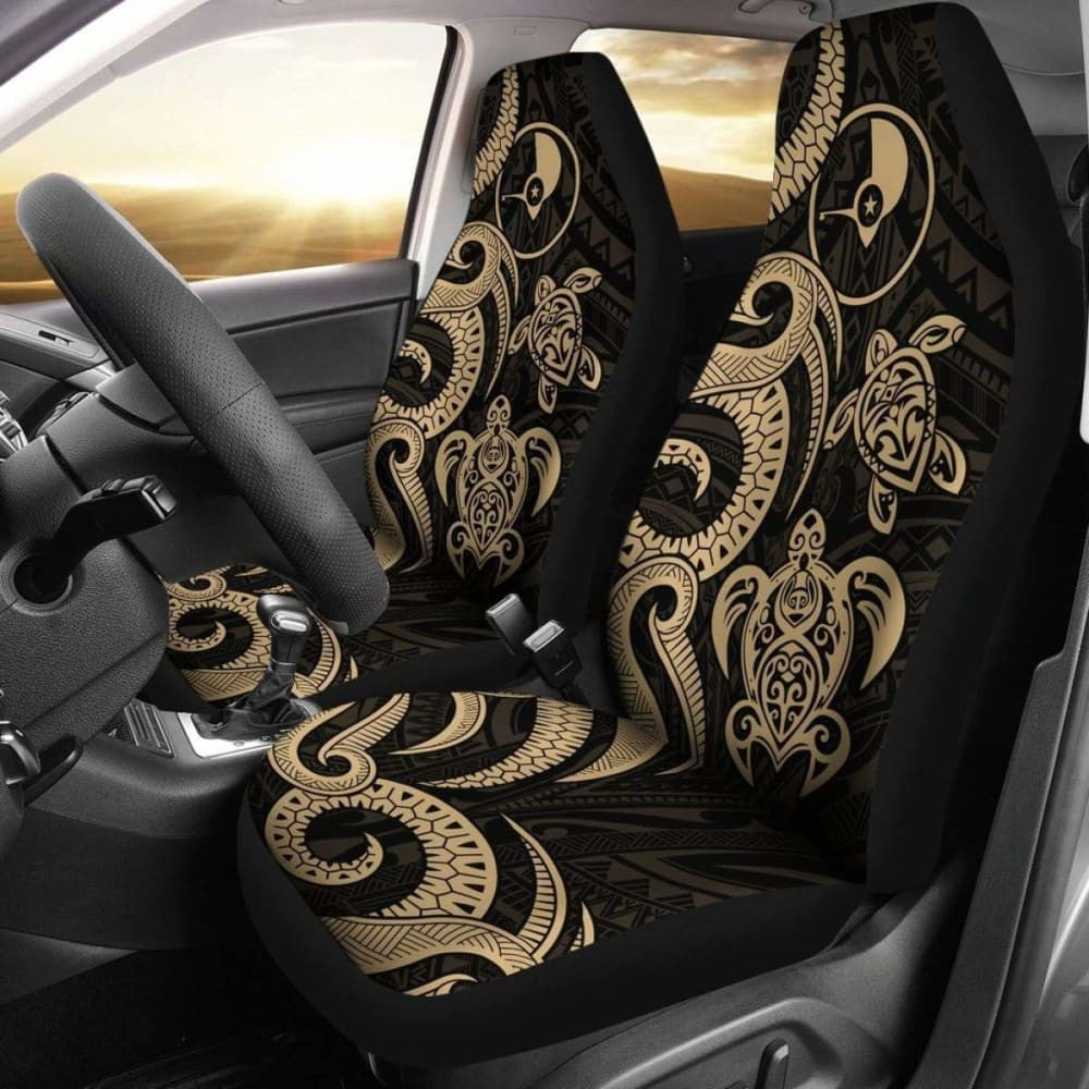 Yap Micronesian Car Seat Covers - Gold Tentacle Turtle -