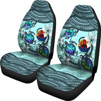 Tahiti Car Seat Covers - Polynesian Turtle Plumeria Blue Amazing
