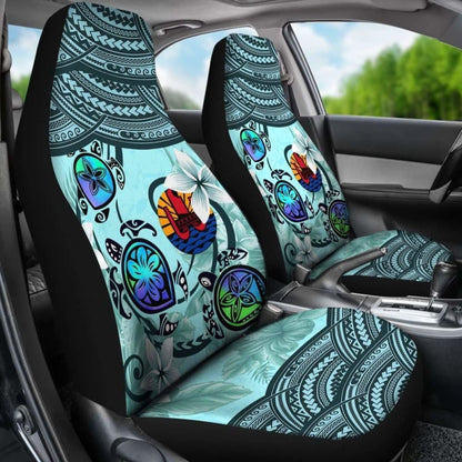 Tahiti Car Seat Covers - Polynesian Turtle Plumeria Blue Amazing