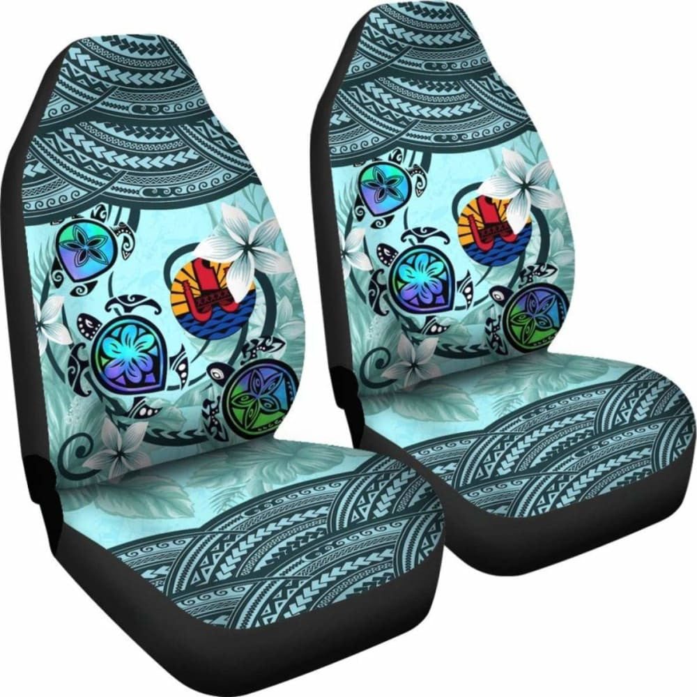 Tahiti Car Seat Covers - Polynesian Turtle Plumeria Blue Amazing