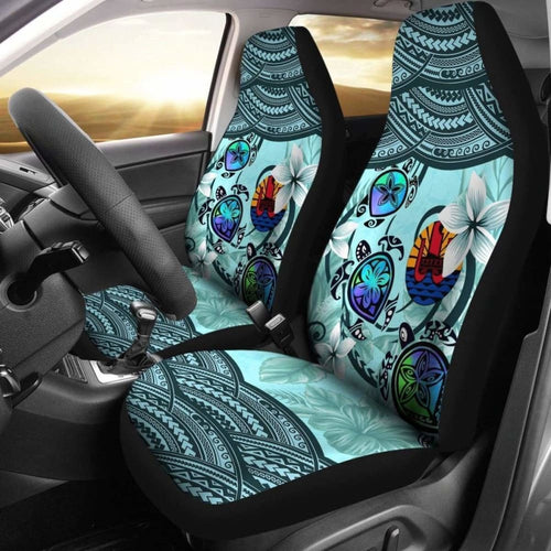 Tahiti Car Seat Covers - Polynesian Turtle Plumeria Blue Amazing