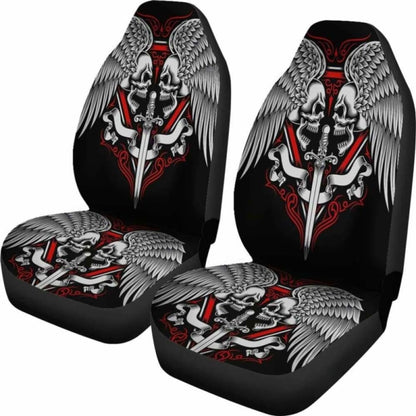 Set Skull Wings Car Seat Cover Sugar Skulls