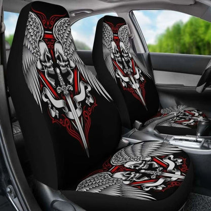Set Skull Wings Car Seat Cover Sugar Skulls