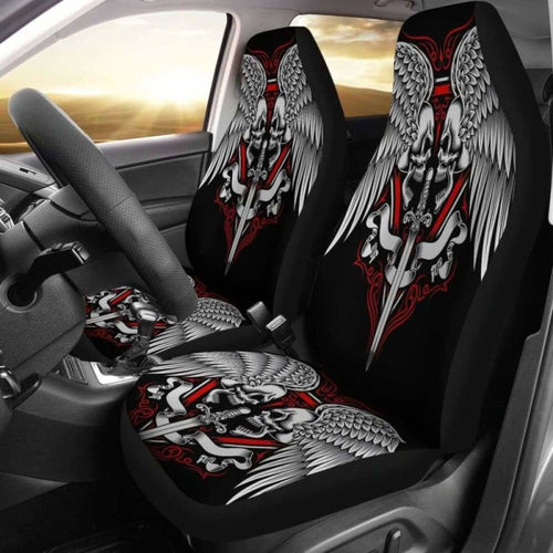 Set Skull Wings Car Seat Cover Sugar Skulls