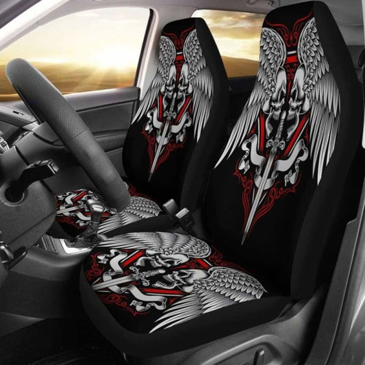 Set Skull Wings Car Seat Cover Sugar Skulls