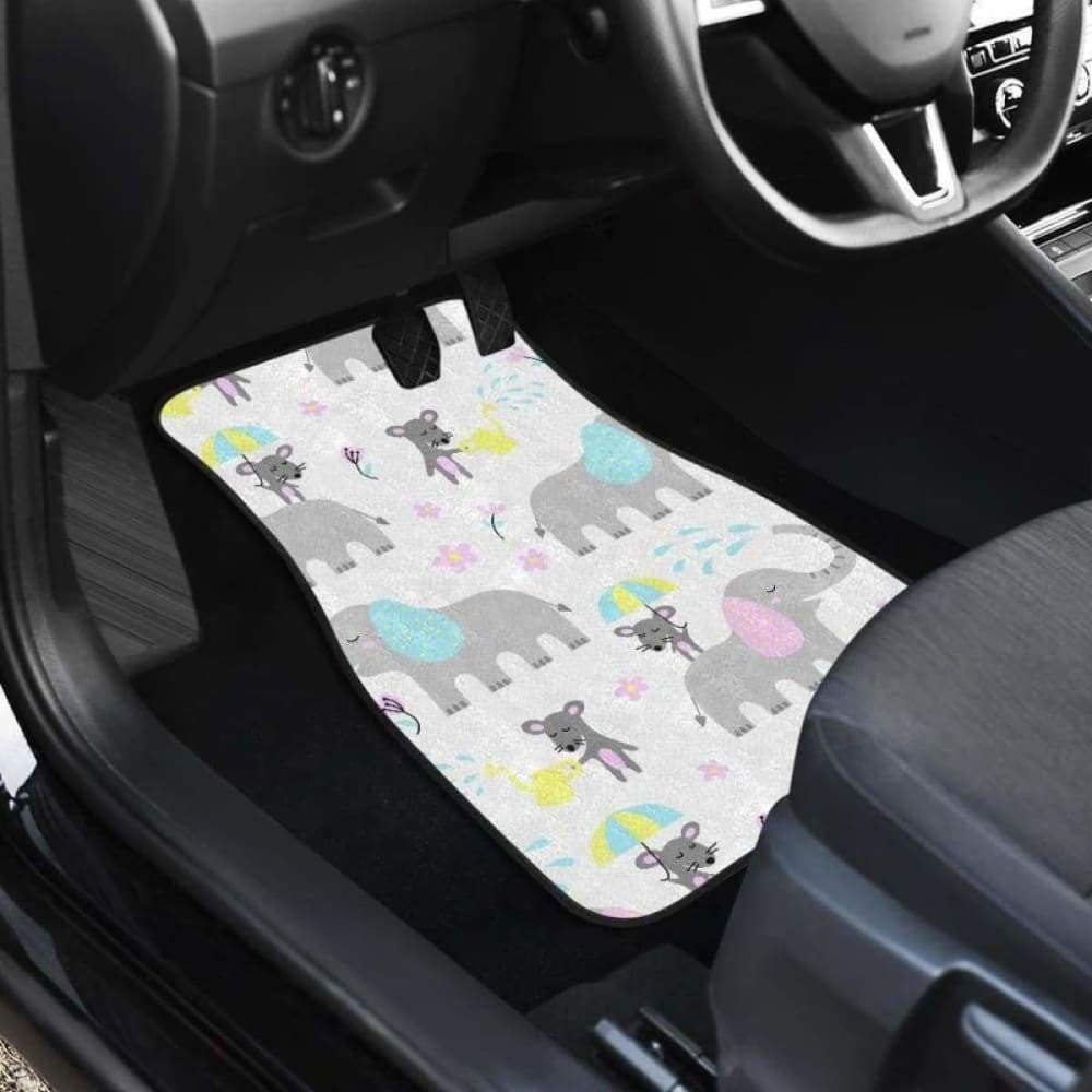 Cute Elephant Mouse Pattern Front And Back Car Mats