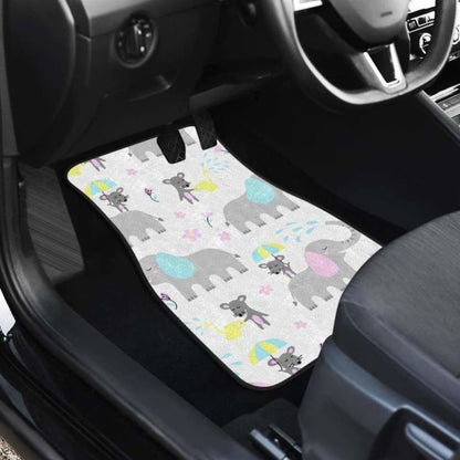 Cute Elephant Mouse Pattern Front And Back Car Mats