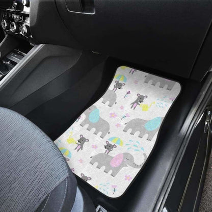 Cute Elephant Mouse Pattern Front And Back Car Mats