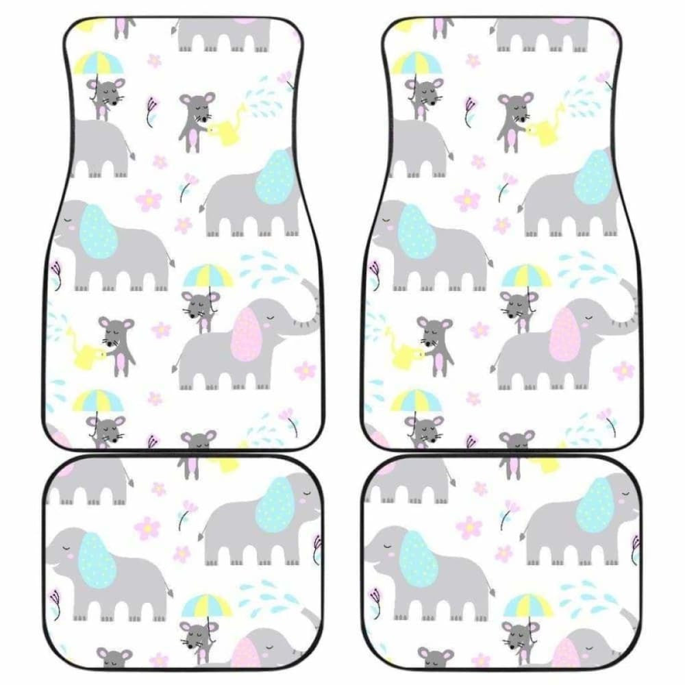 Cute Elephant Mouse Pattern Front And Back Car Mats