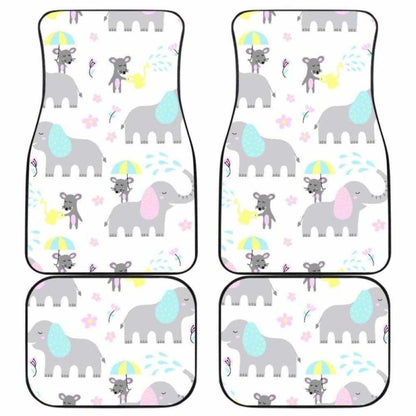 Cute Elephant Mouse Pattern Front And Back Car Mats