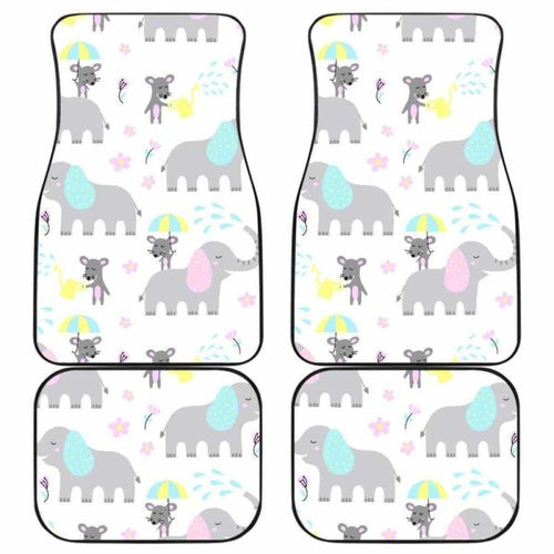 Cute Elephant Mouse Pattern Front And Back Car Mats