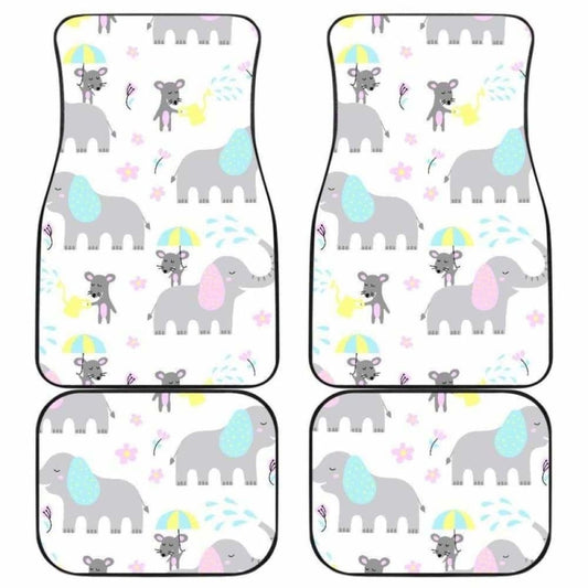 Cute Elephant Mouse Pattern Front And Back Car Mats
