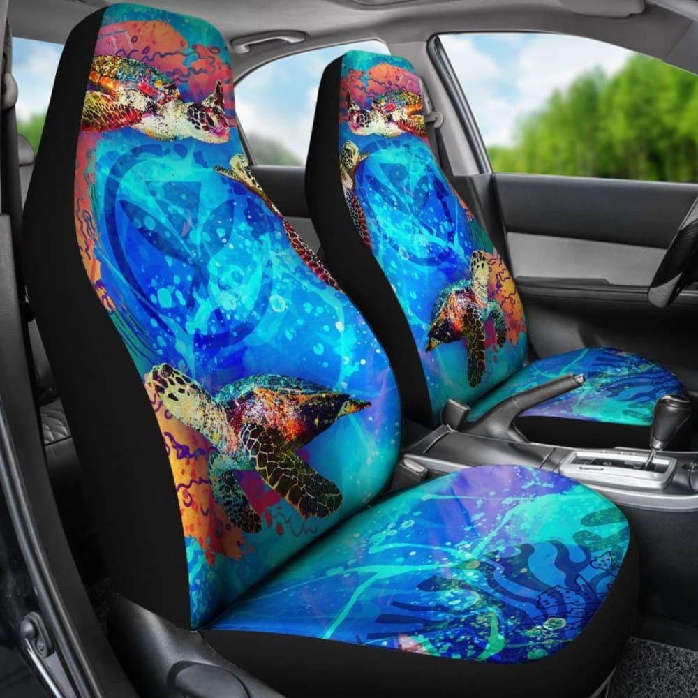 Hawaii Polynesian Car Seat Covers - Kanaka Maoli Sea Turtle Coral Treasure - Amazing