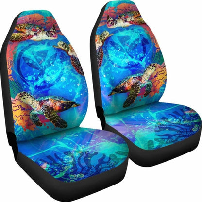 Hawaii Polynesian Car Seat Covers - Kanaka Maoli Sea Turtle Coral Treasure - Amazing