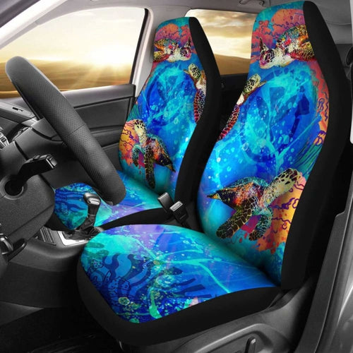 Hawaii Polynesian Car Seat Covers - Kanaka Maoli Sea Turtle Coral Treasure - Amazing