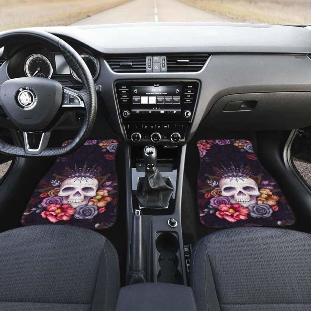 Set Of Pcs Floral Sugar Skull Car Mat