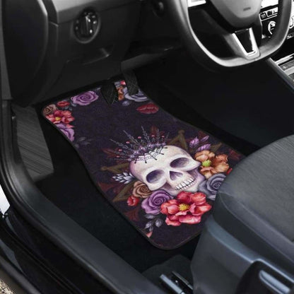 Set Of Pcs Floral Sugar Skull Car Mat