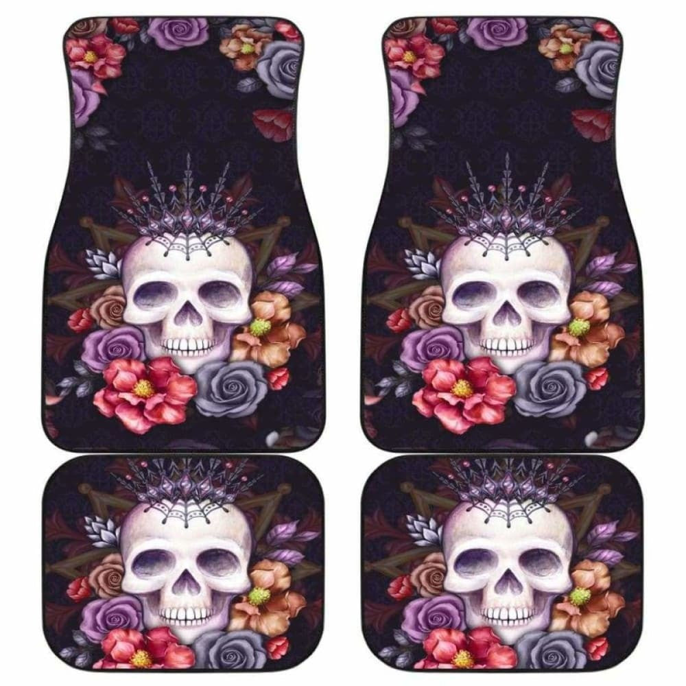 Set Of Pcs Floral Sugar Skull Car Mat