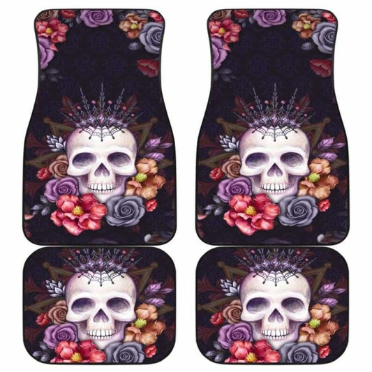 Set Of Pcs Floral Sugar Skull Car Mat