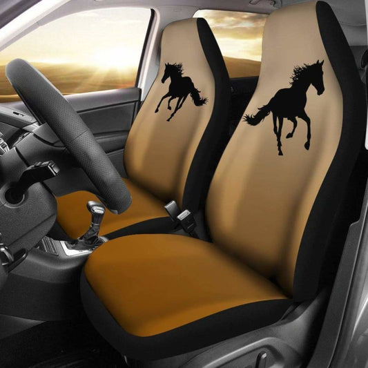 Black Quarter Horse Silhouette Seat Covers