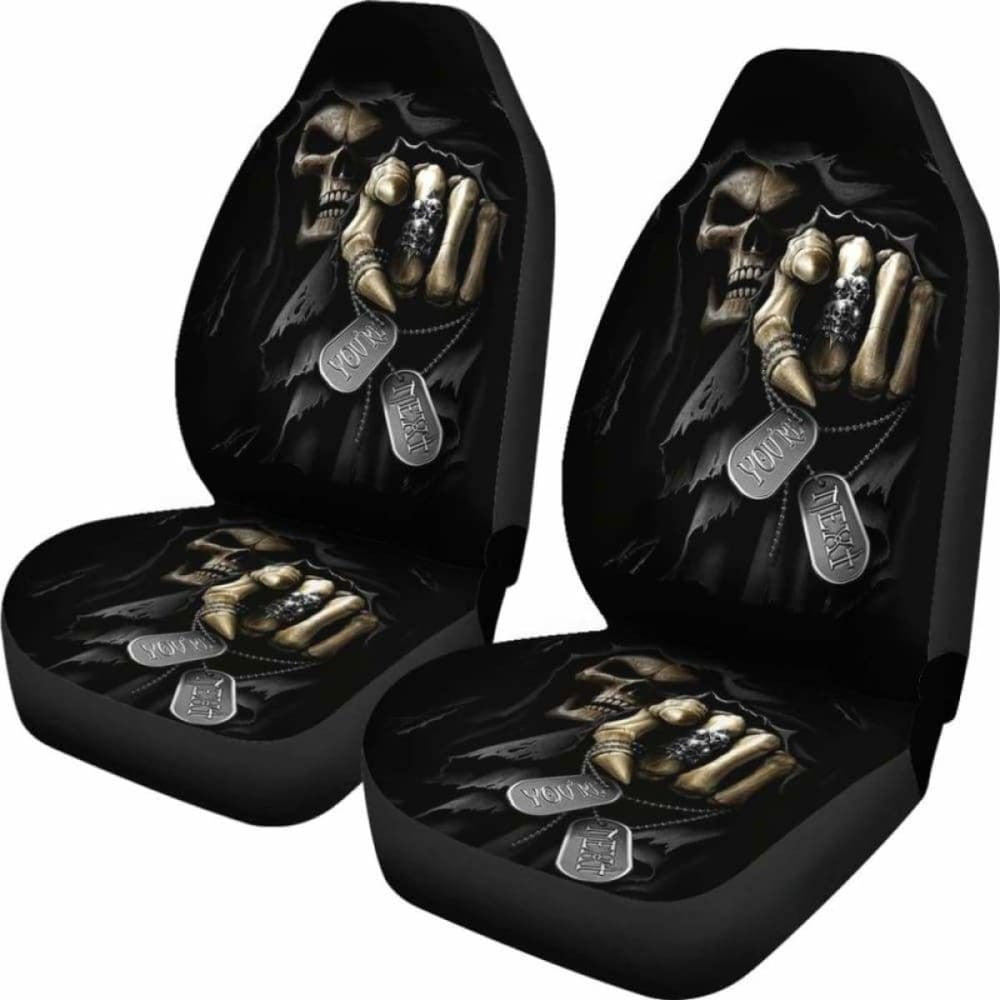 Set Of Grim Reaper Skull Car Seat Covers