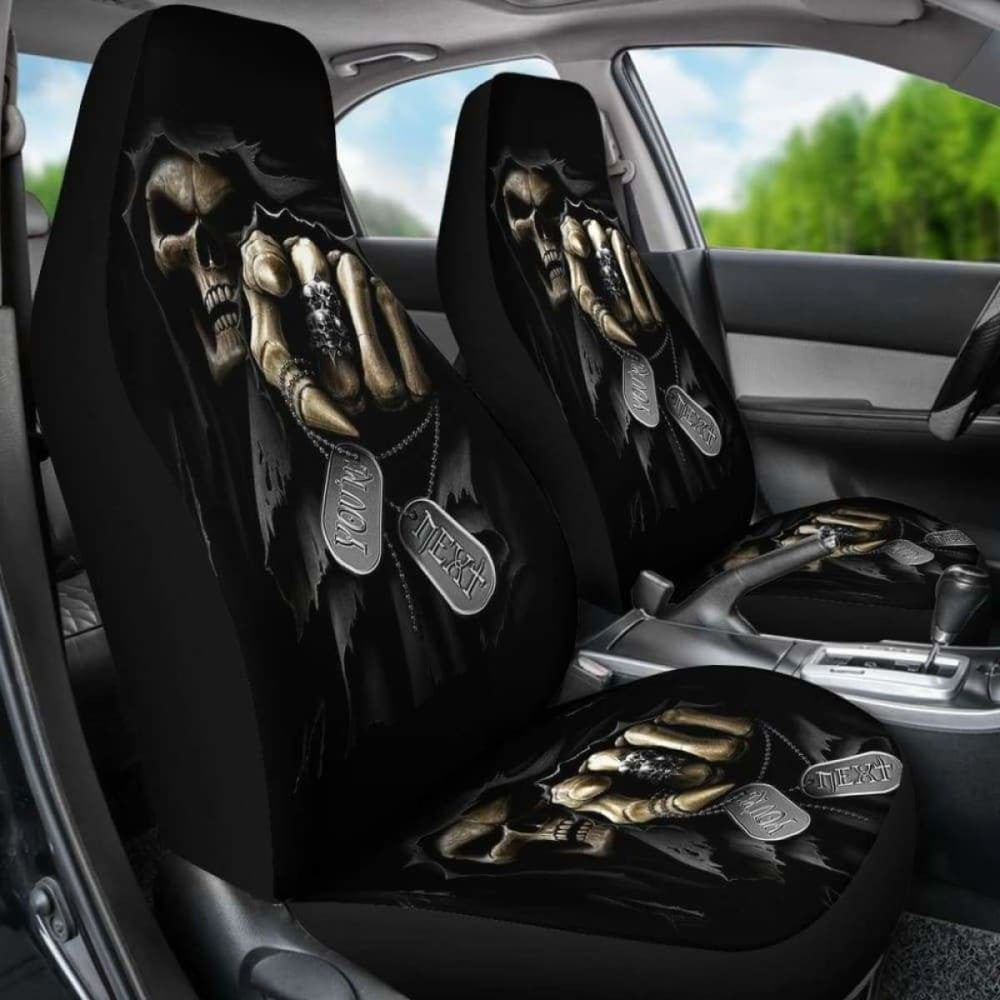 Set Of Grim Reaper Skull Car Seat Covers