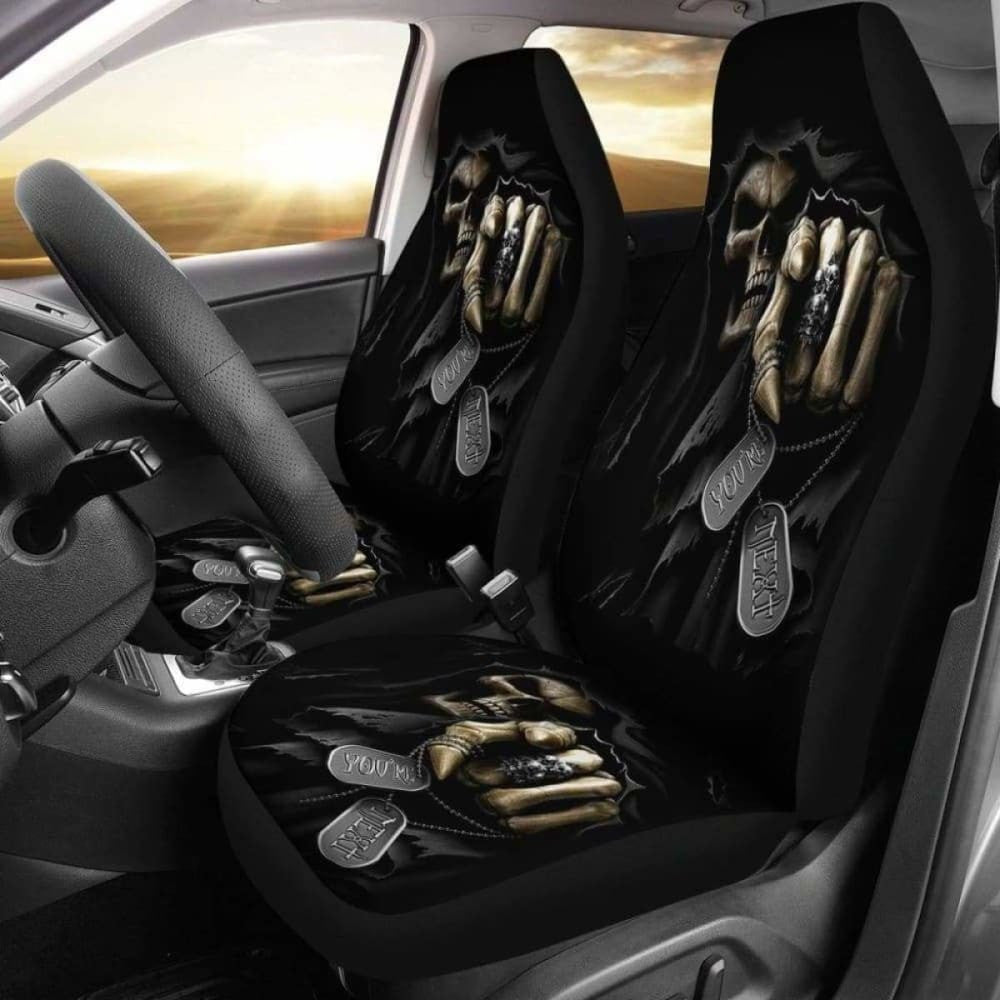 Set Of Grim Reaper Skull Car Seat Covers